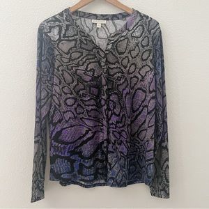 Dana Buchman snake animal print blouse size large